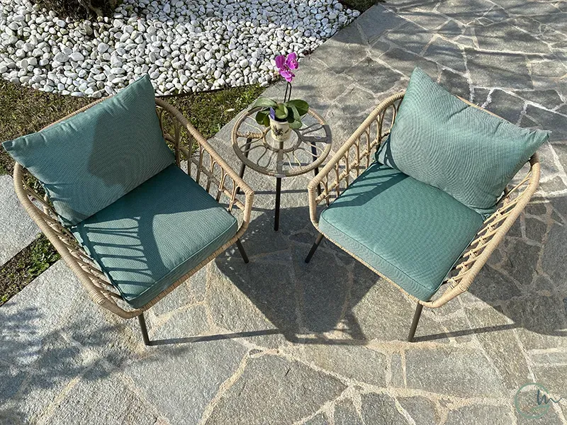 Giardini di Maggio Giunco Salotto 2 posti polyrattan tavolino vetro