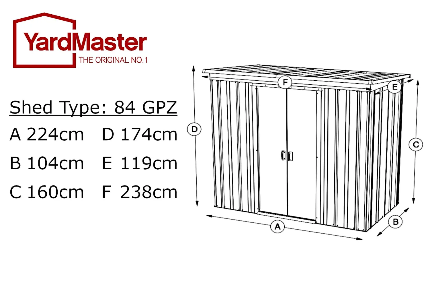 Yardmaster Emerald Pent 8x4 casetta metallo verde