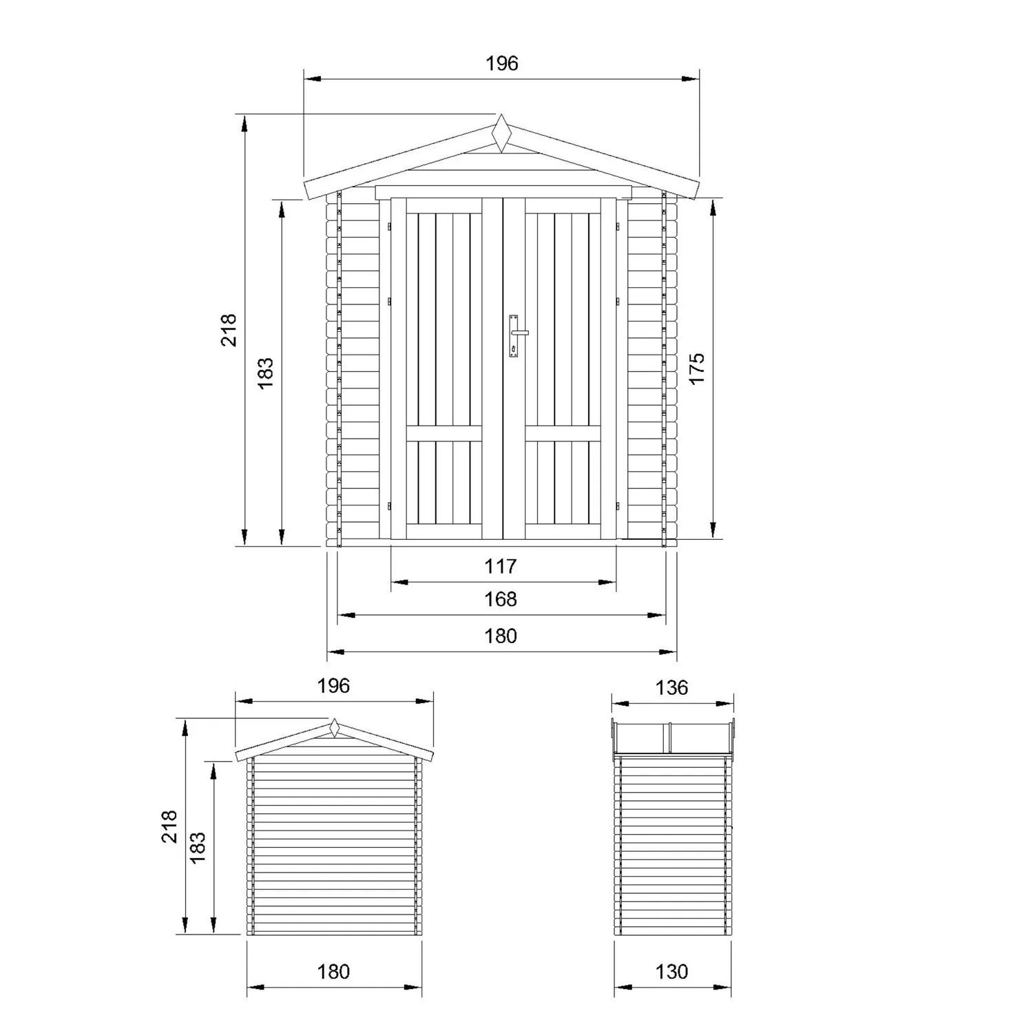 Timbela M367F1 casetta legno 180x130 cm 2 m² con lucchetto
