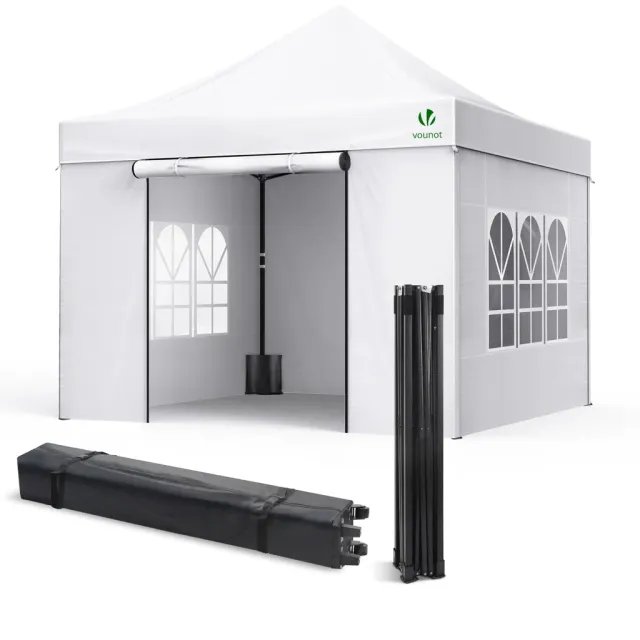 Vounot gazebo pieghevole 3x3 m bianco con 4 pareti