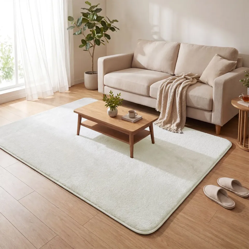VOUNOT Tappeto Salotto 140x200 Crema Pelo Ras