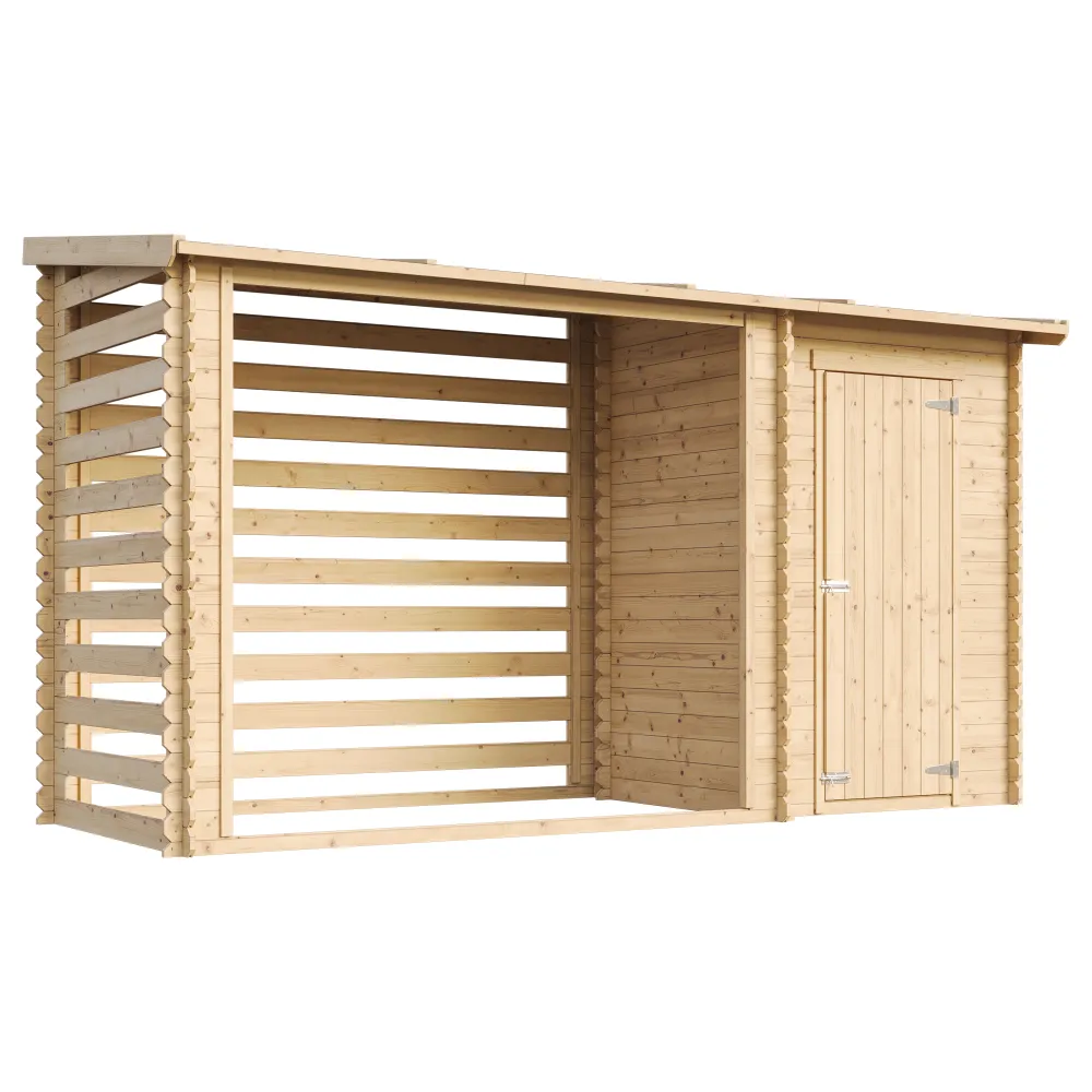 Timbela M205 Tettoia Legna 344x130 cm Tetto Bituminoso