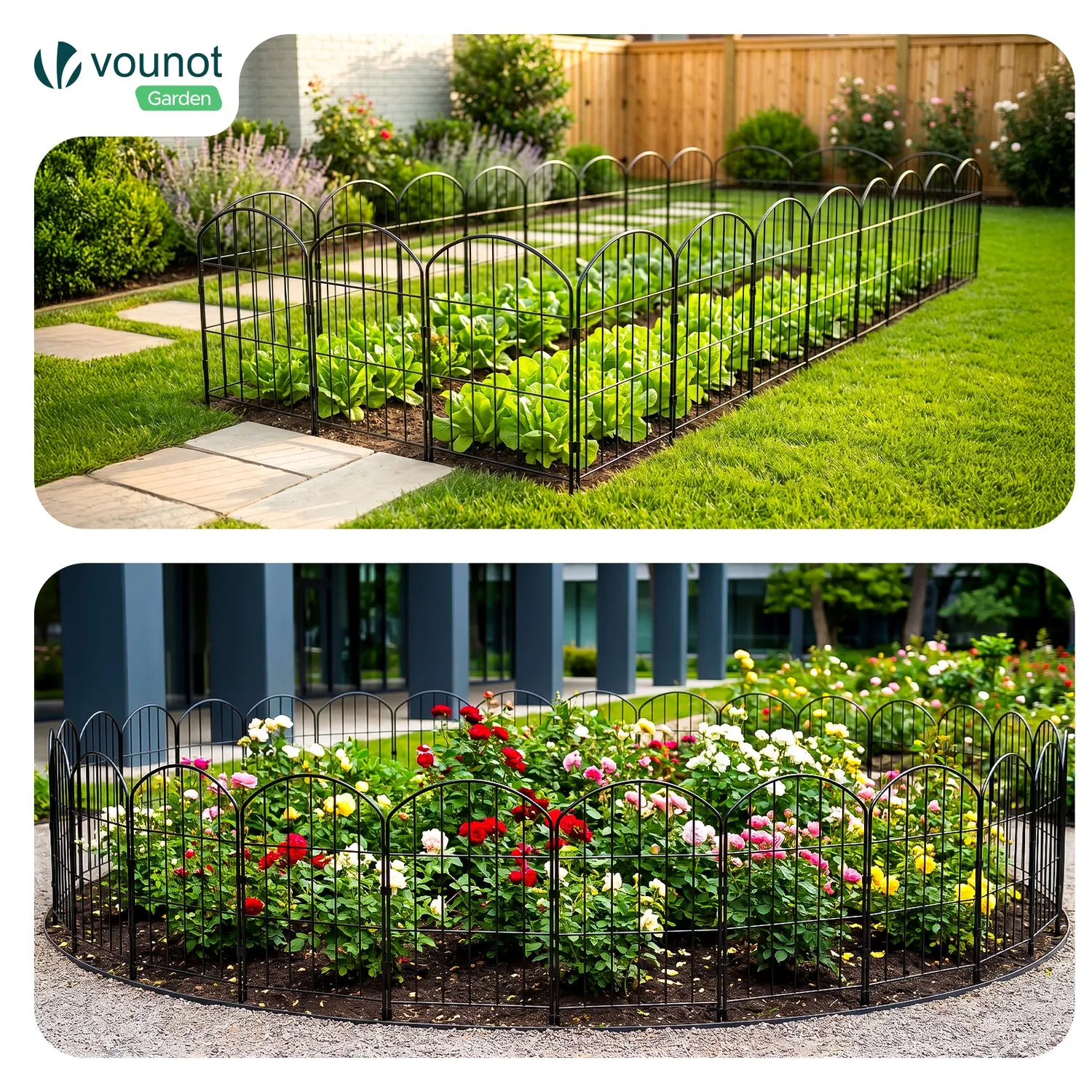 Vounot Recinzione Giardino Metallo Nero 61x33cm 10 Pezzi