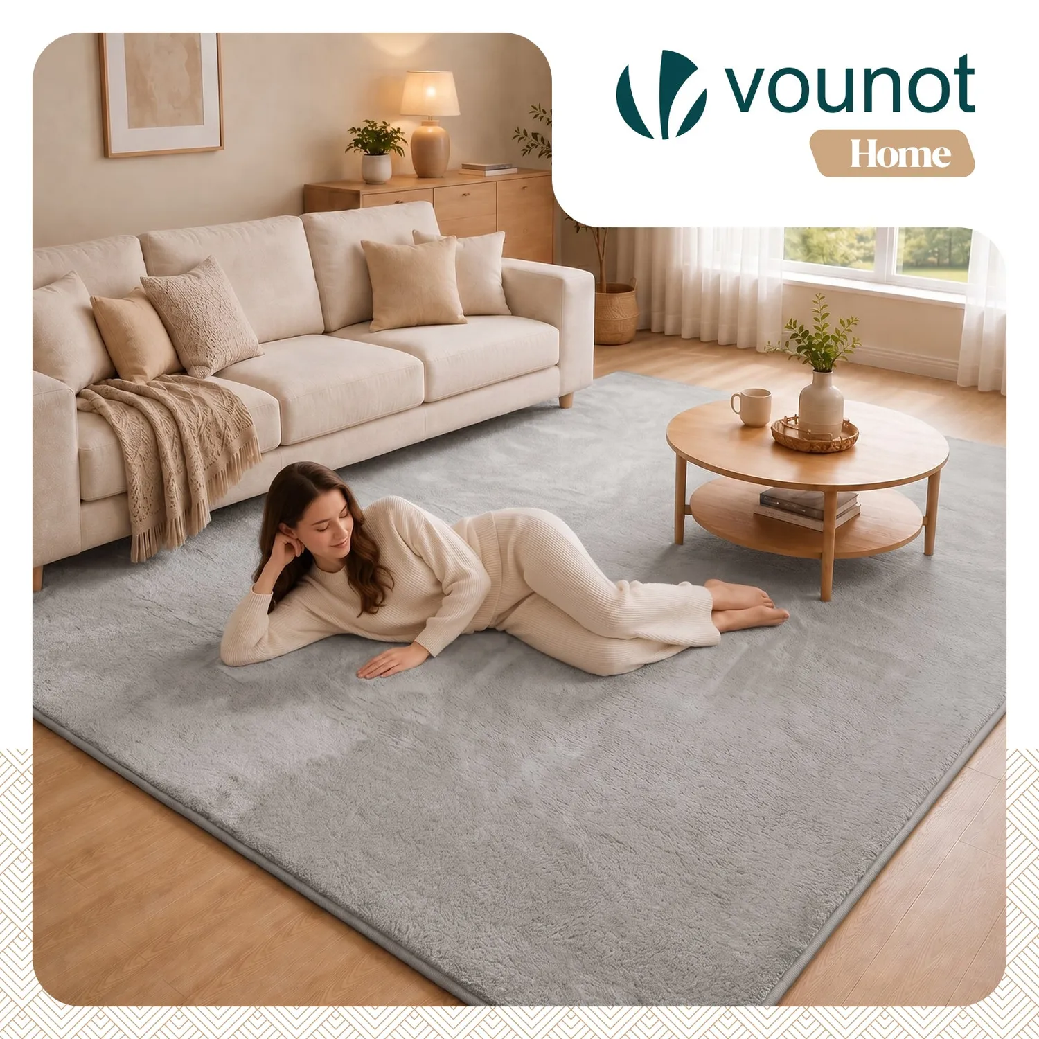 VOUNOT Tappeto Pelo Corto 200x300 cm Grigio Morbido