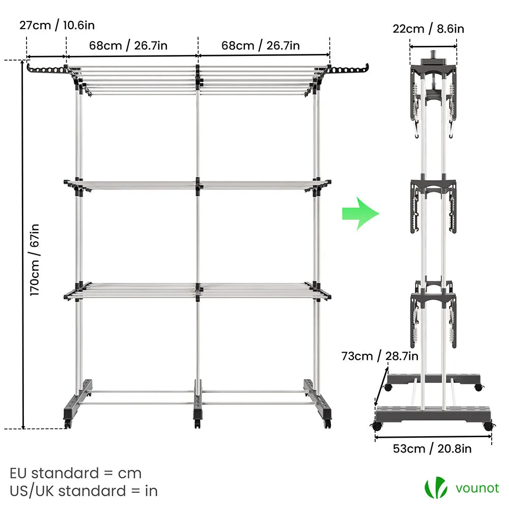 Vounot stendibiancheria estensibile 190cm bianco 40m