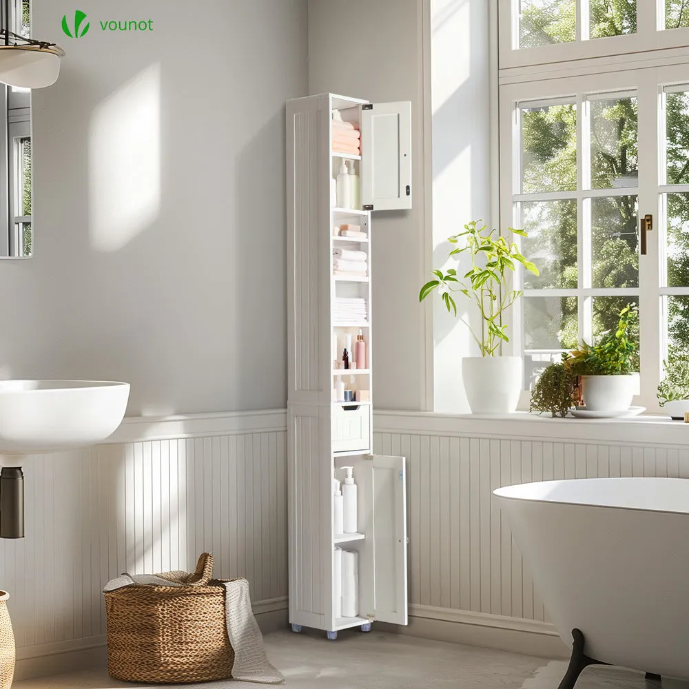 Vounot colonna bagno bianca 20x20x180cm MDF 5 ripiani