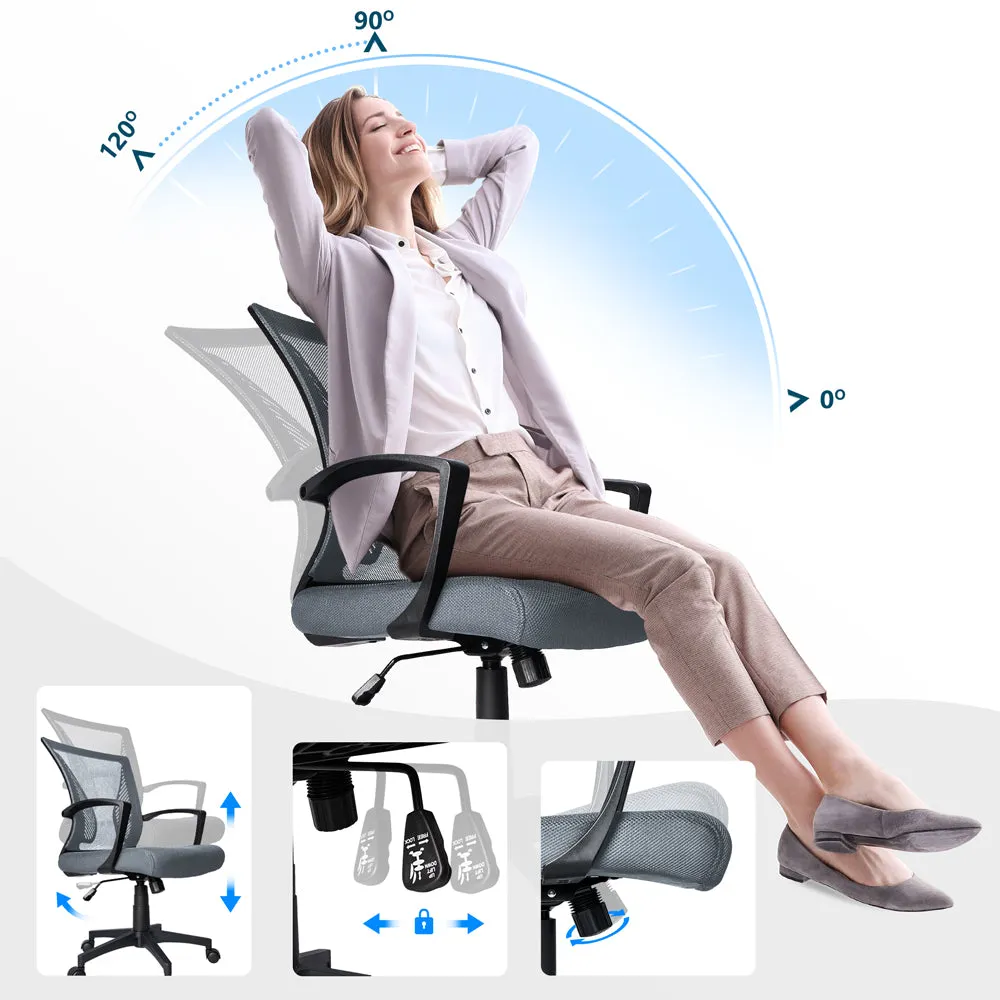 Vounot sedia ufficio ergonomica grigia schienale traspirante