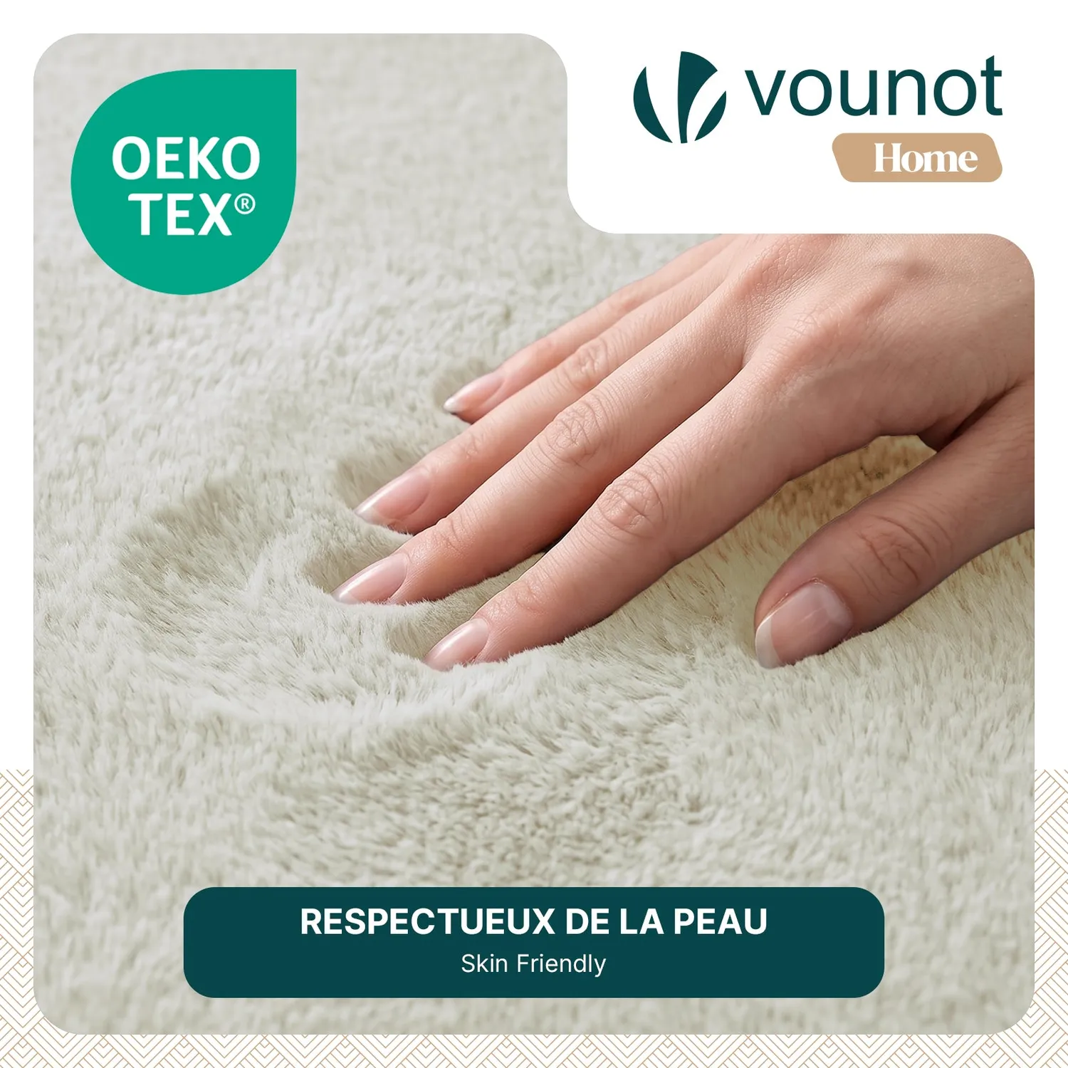 Vounot Tappeto Salotto 120x160cm Crema Pelo Raso Antiscivolo