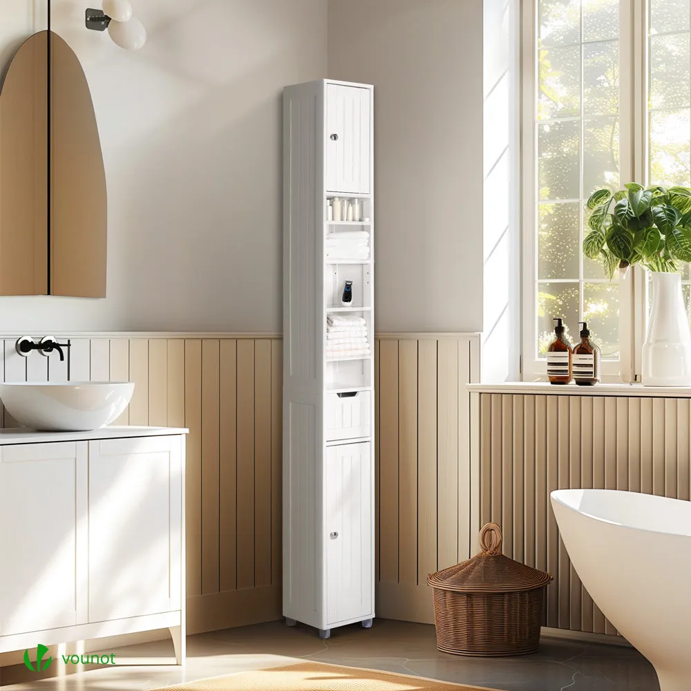 Vounot colonna bagno bianca 20x20x180cm MDF 5 ripiani