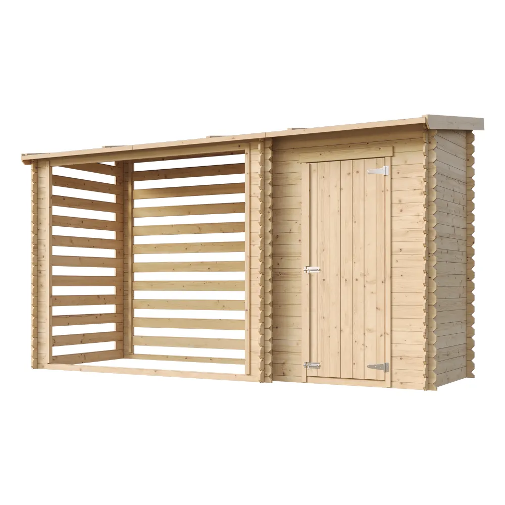 Timbela M205 Tettoia Legna 344x130 cm Tetto Bituminoso