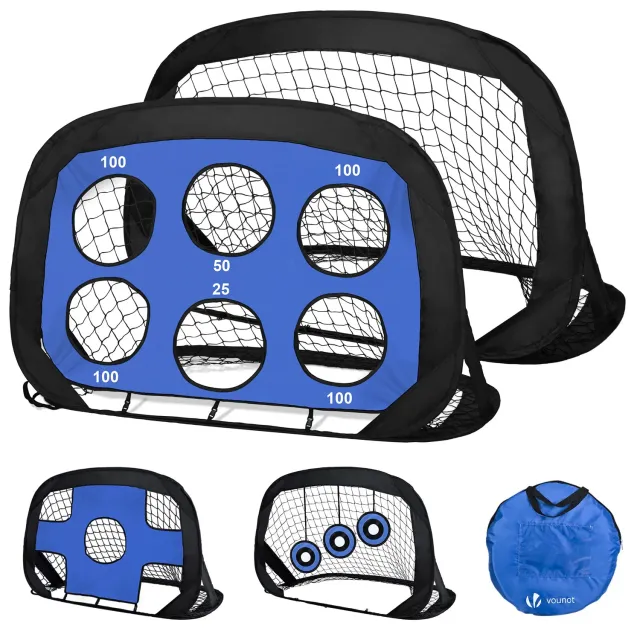 VOUNOT Porte Calcio Pop Up 120x80 cm Nero Set 2 Pezzi