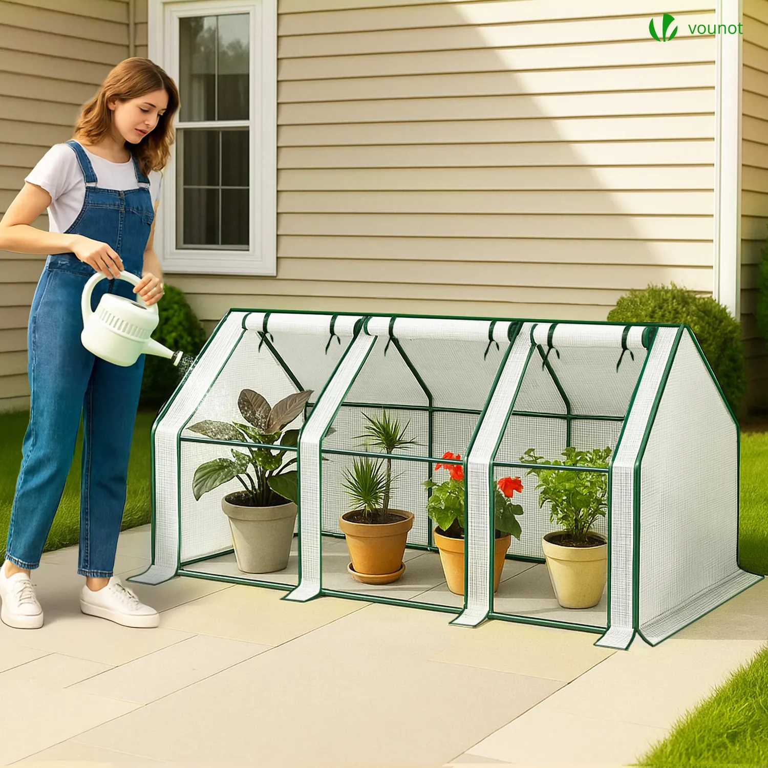 VOUNOT Mini Serra Giardino Bianca 270x90x90 cm 3 Porte