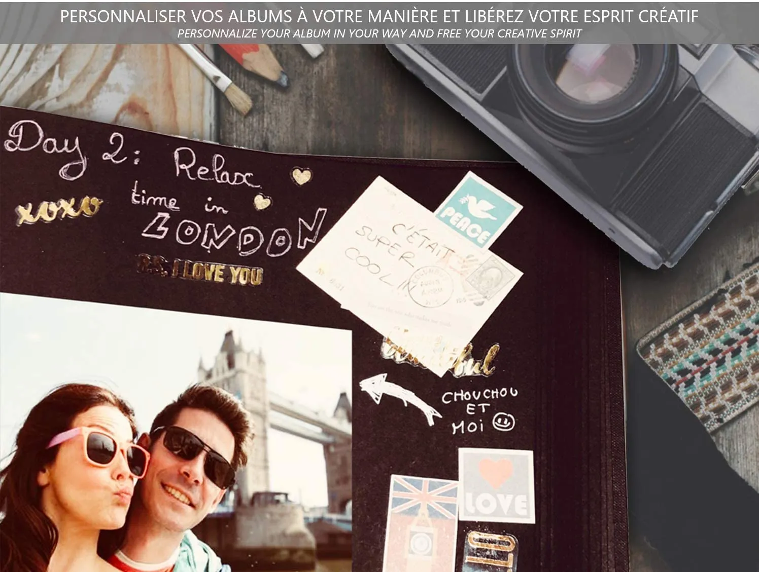 VOUNOT album foto 31x22 nero 80 pagine kit