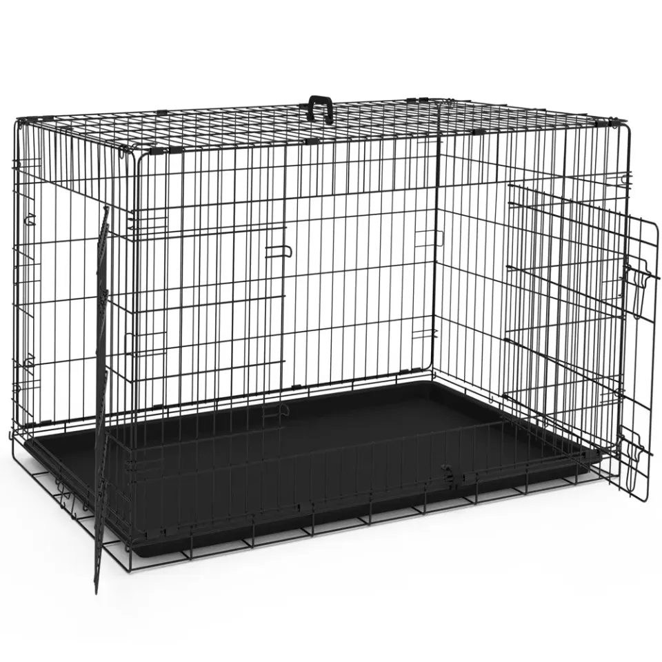 VOUNOT Gabbia cane metallo 122x75x81 cm 2 porte