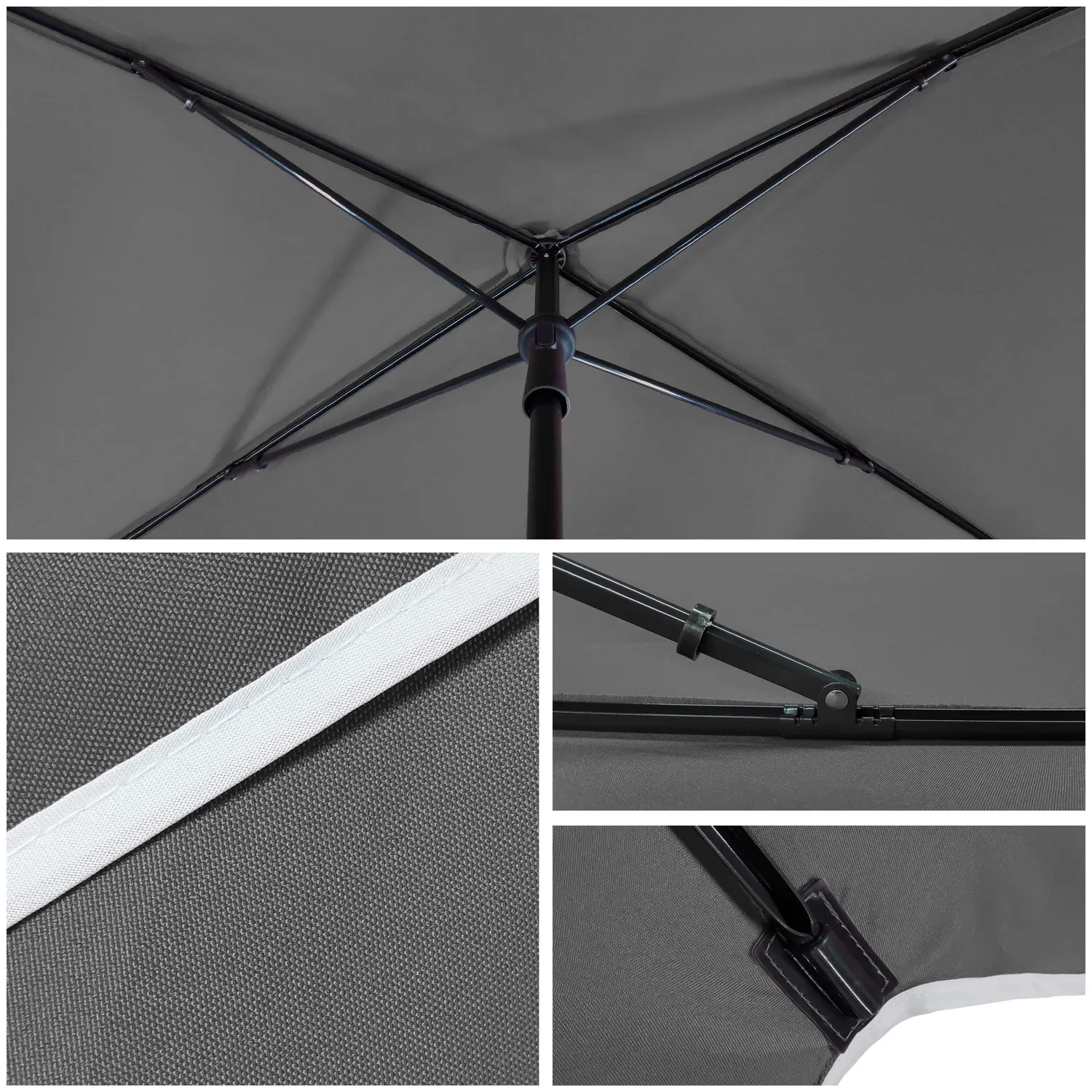 Vounot ombrellone rettangolare 2x1,25m grigio ombra