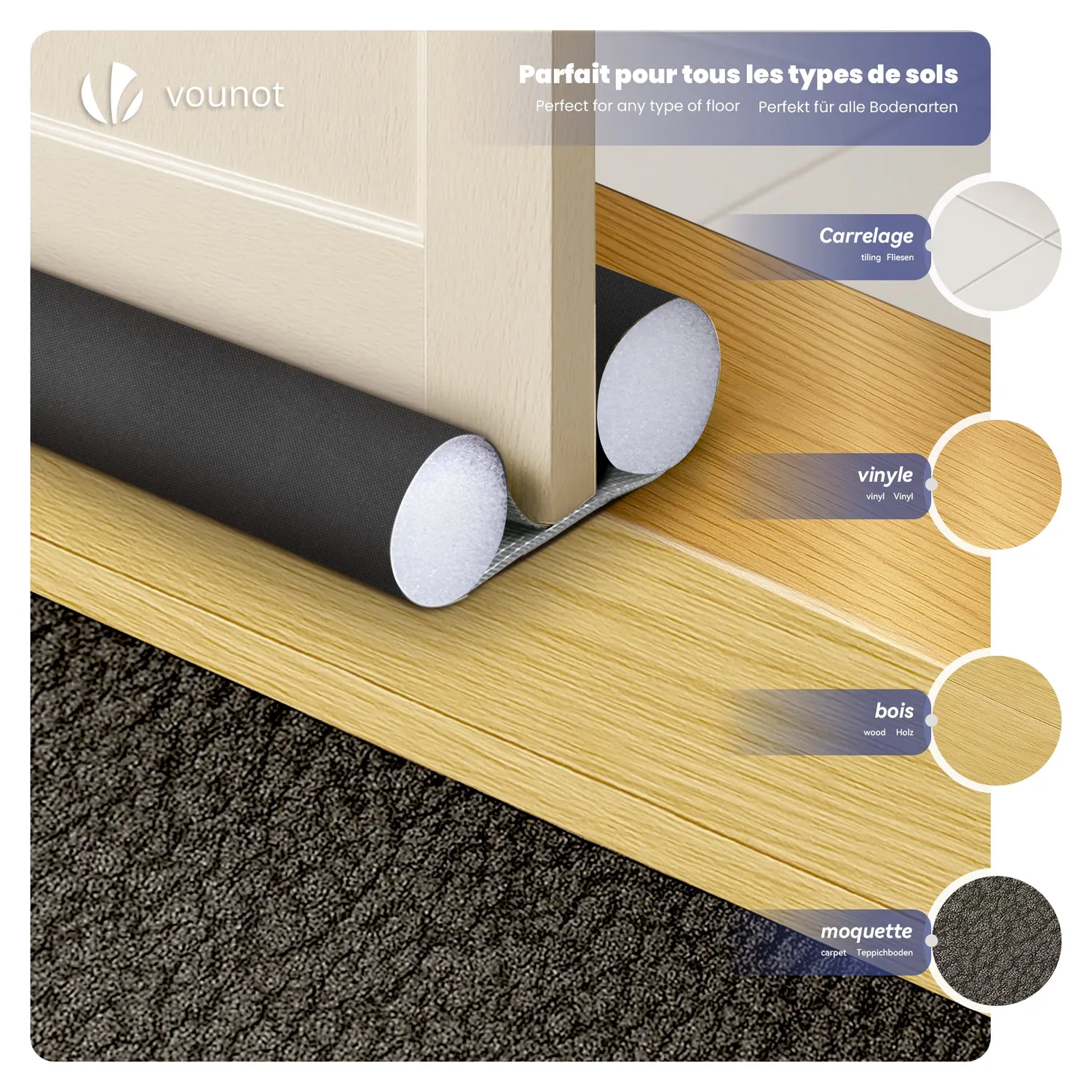 VOUNOT Paraspifferi Porta 96cm Nero 2 Pezzi