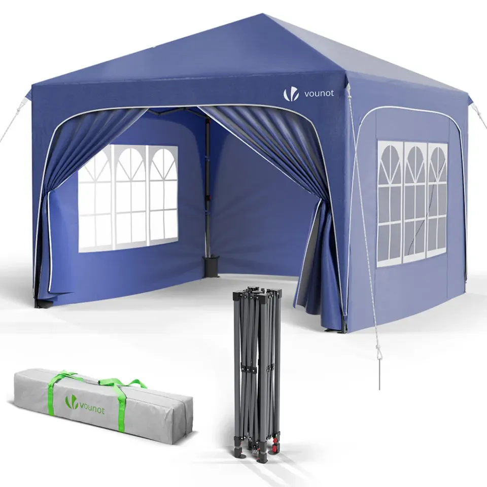 Vounot Gazebo Pieghevole 3x3 m Blu Impermeabile Anti-UV
