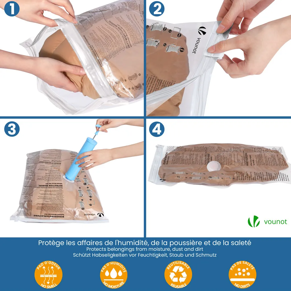 VOUNOT Kit Sottovuoto 9pz con Pompa Salvaspazio Vestiti