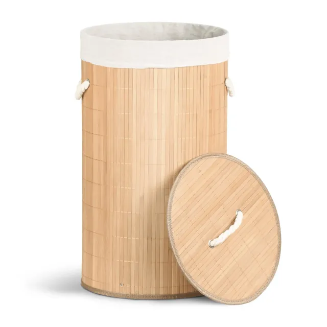 VOUNOT Cesto Biancheria Bambù Rotondo 58L Naturale