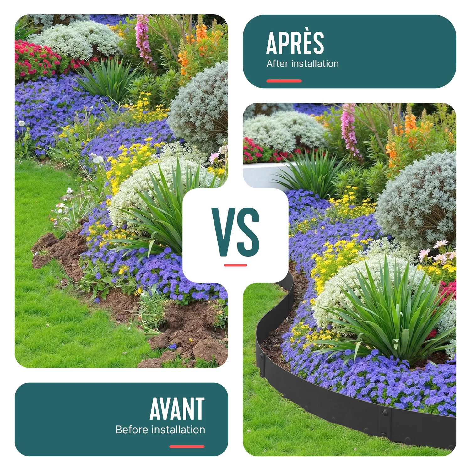 Vounot bordure giardino acciaio nero 106 cm 5 pezzi