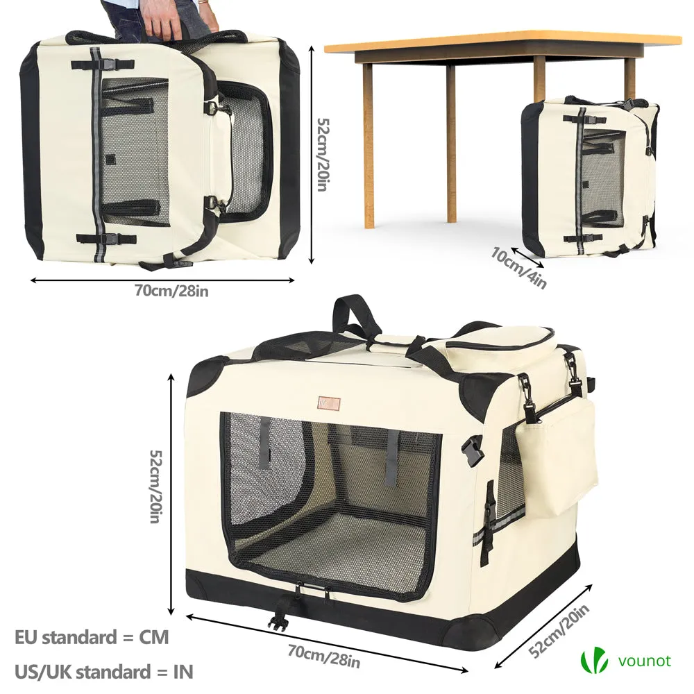 VOUNOT Borsa Trasporto Cane Gatto Beige 70x52x52 cm Pieghevole