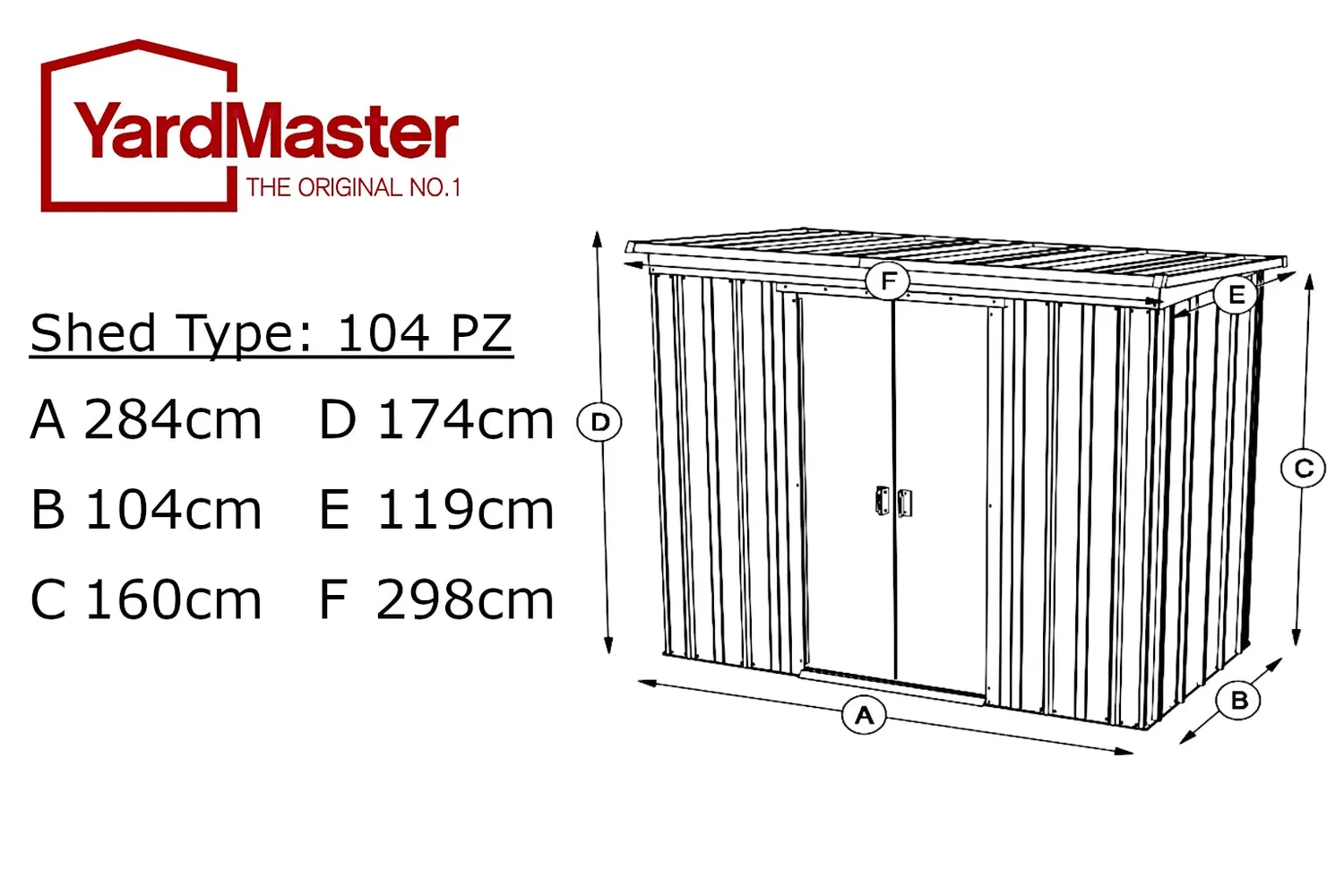 Yardmaster Castleton Pent 10x4 capanno metallo grigio