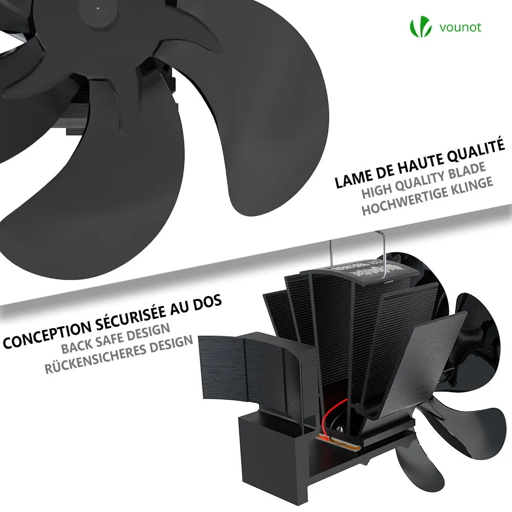 Vounot Ventilatore Stufa Legna 6 Pale con Termometro silenzioso