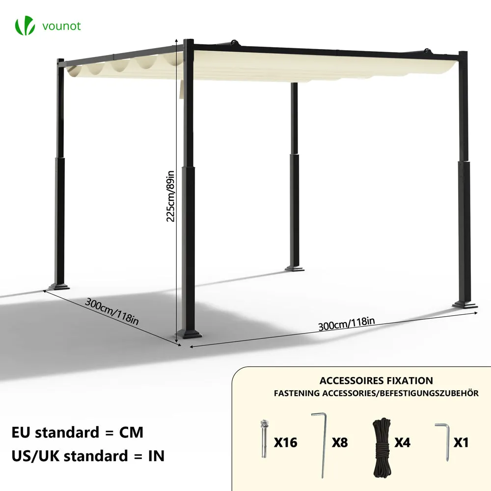 Vounot pergola retrattile 3x3 m beige