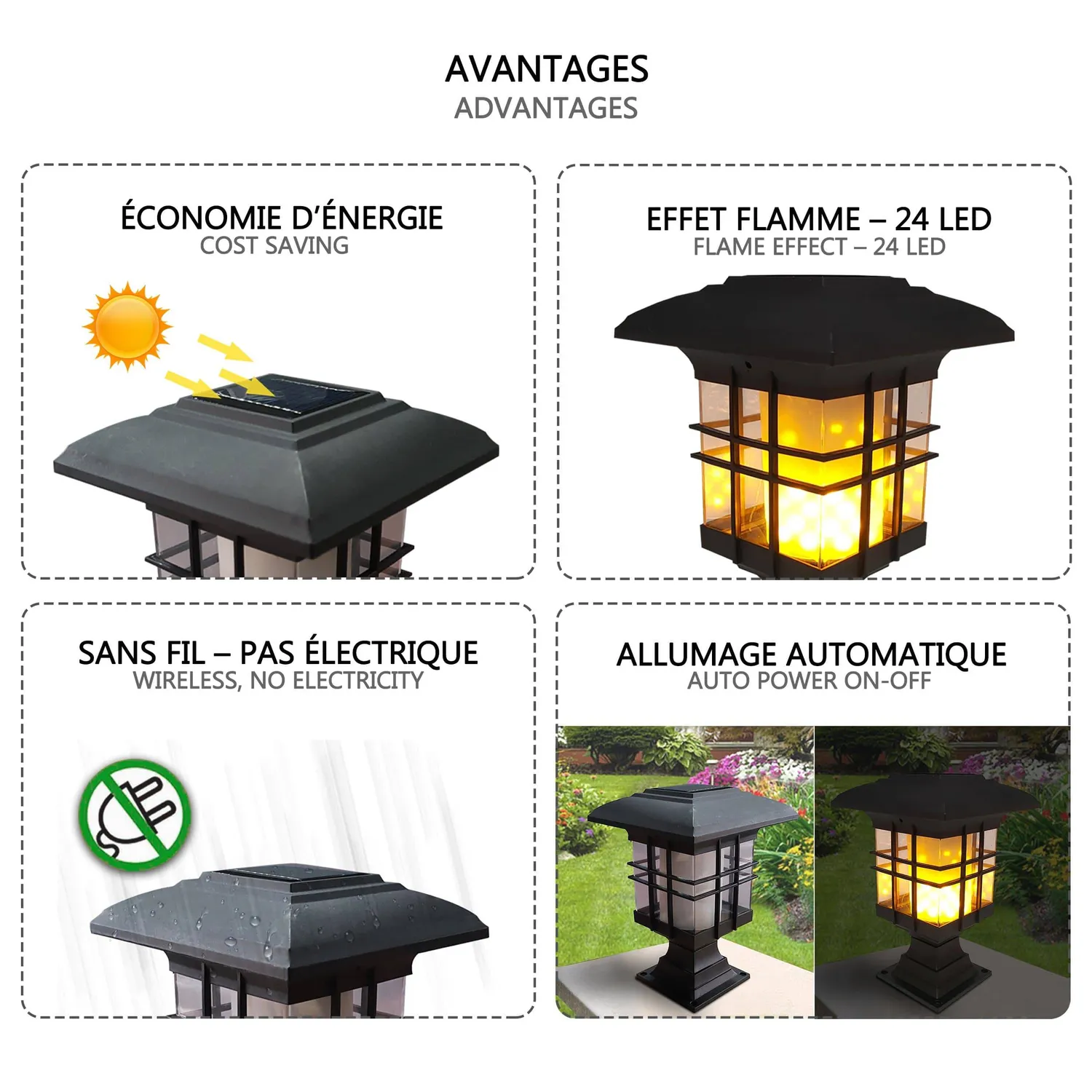Vounot Lanterna Solare Effetto Fiamma IP65 con Picchetto