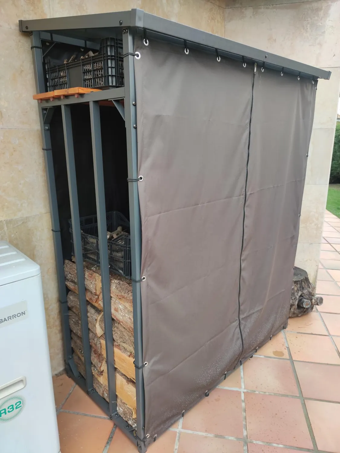 QUICK STAR Scaffale Legna 185x70x185 cm Tetto Spiovente Antracite