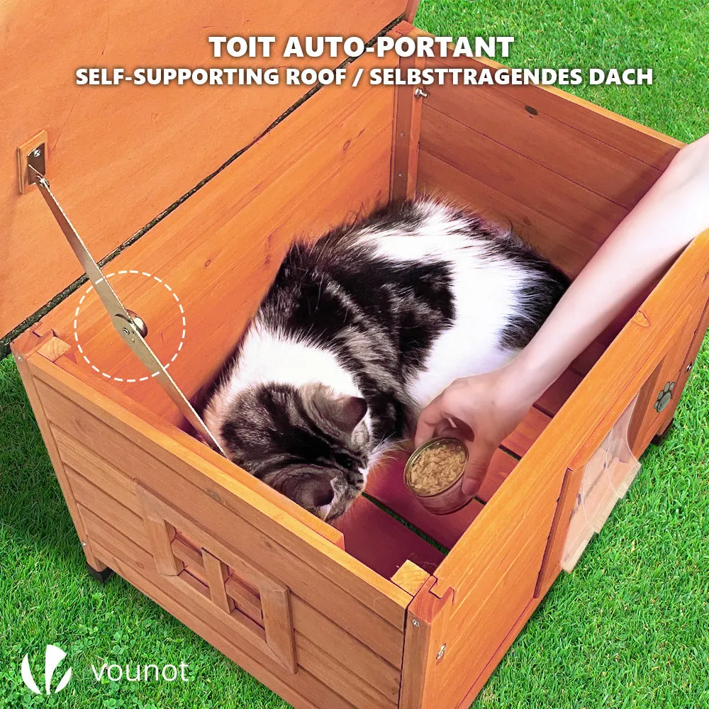 Vounot casetta gatto legno 57x45x43 cm tetto bituminoso esterno
