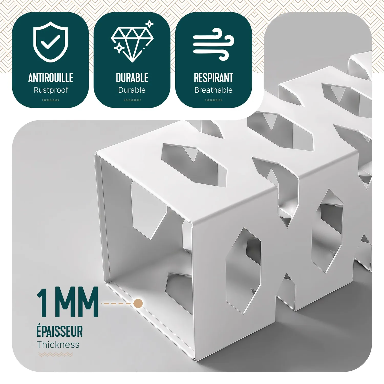 Vounot portaombrelli metallo bianco 15,5x15,5x43,5 esagonale