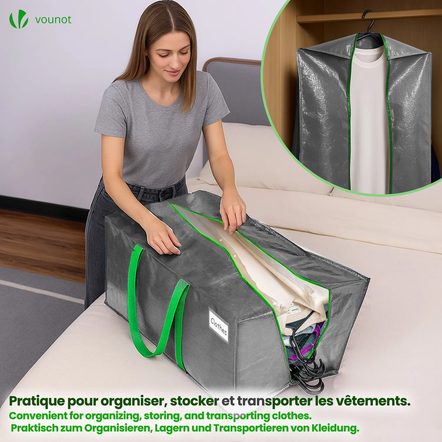 VOUNOT Sacchi Trasloco 5 Pezzi Grigio 88L Rinforzati