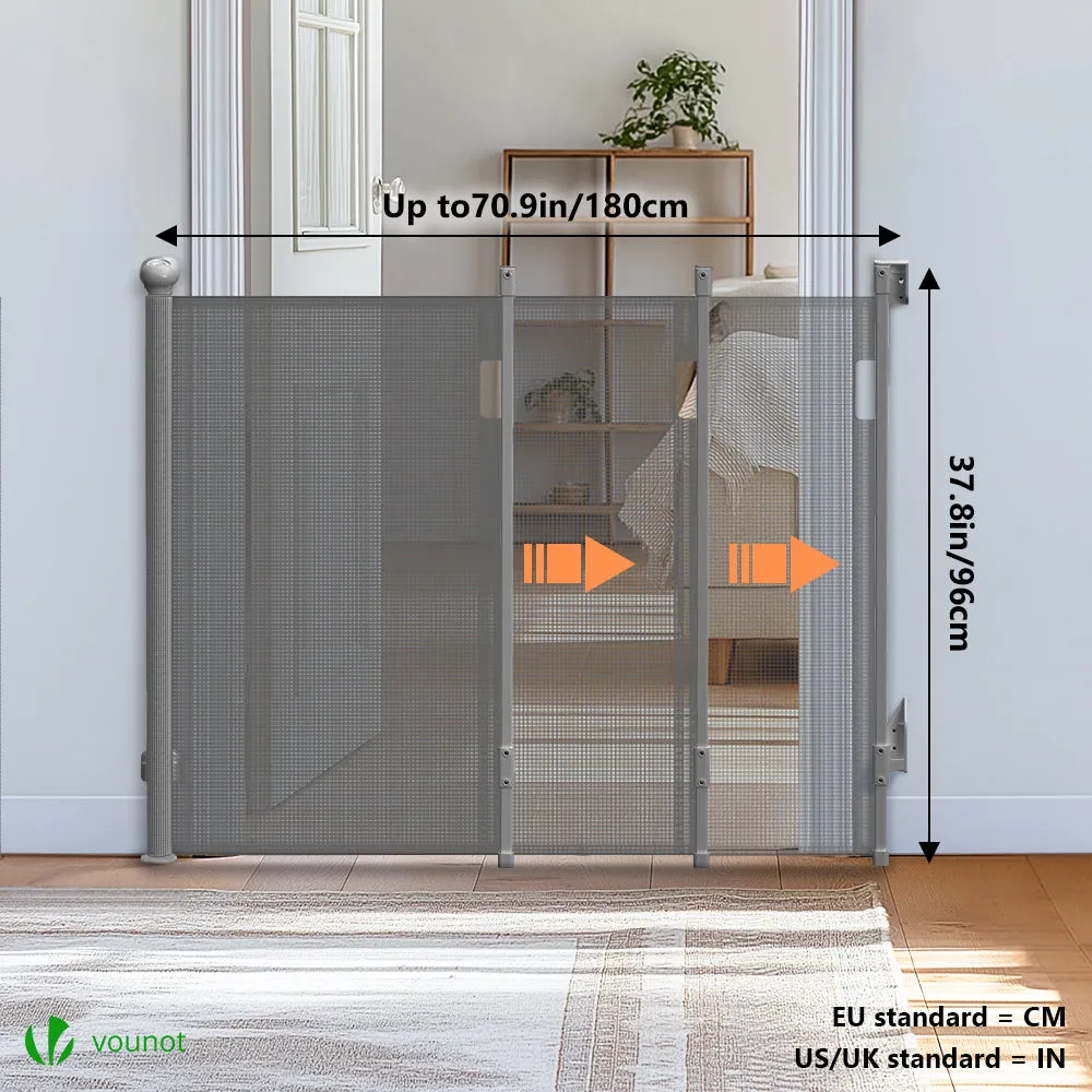 VOUNOT barriera sicurezza retrattile 180x96 cm grigia bambini