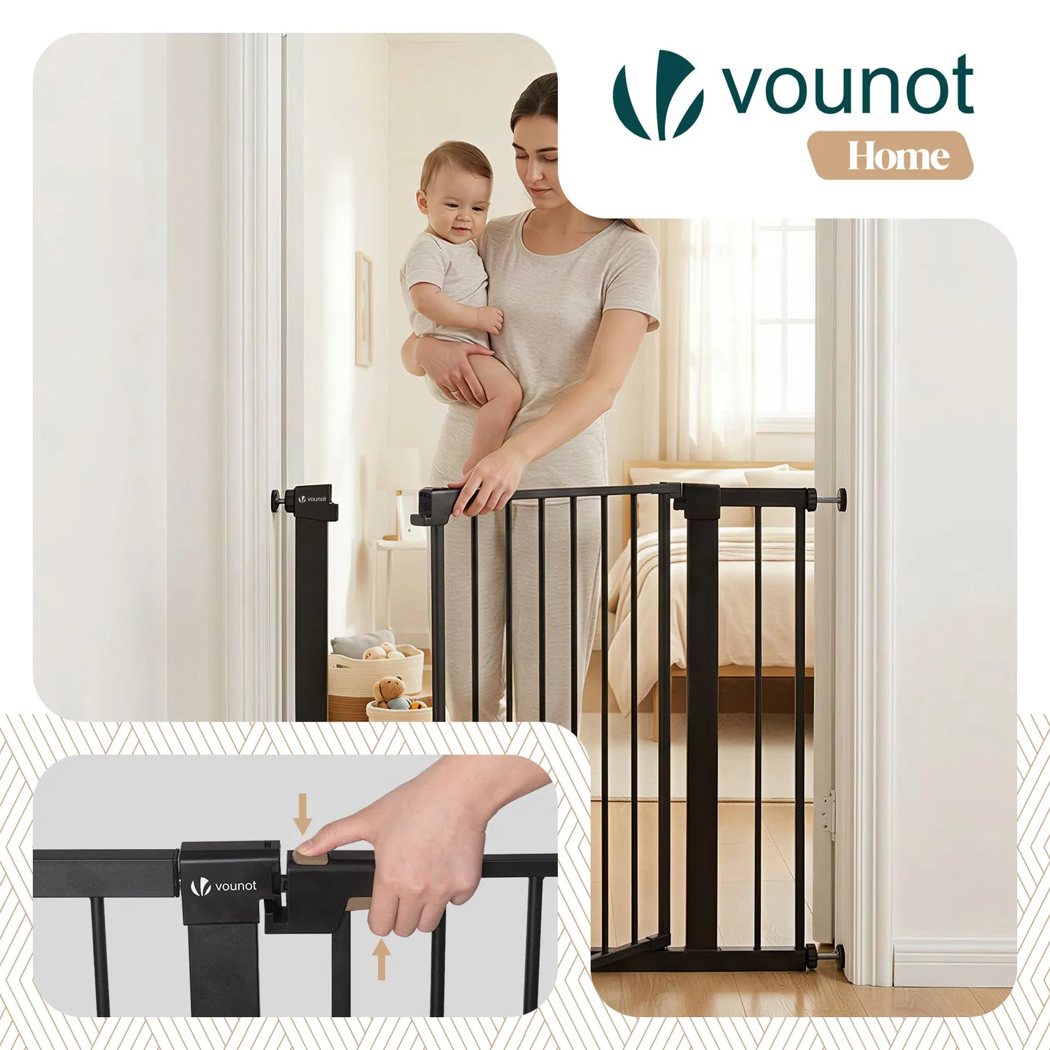 VOUNOT Cancelletto Sicurezza Nero 89-96cm Senza Forare