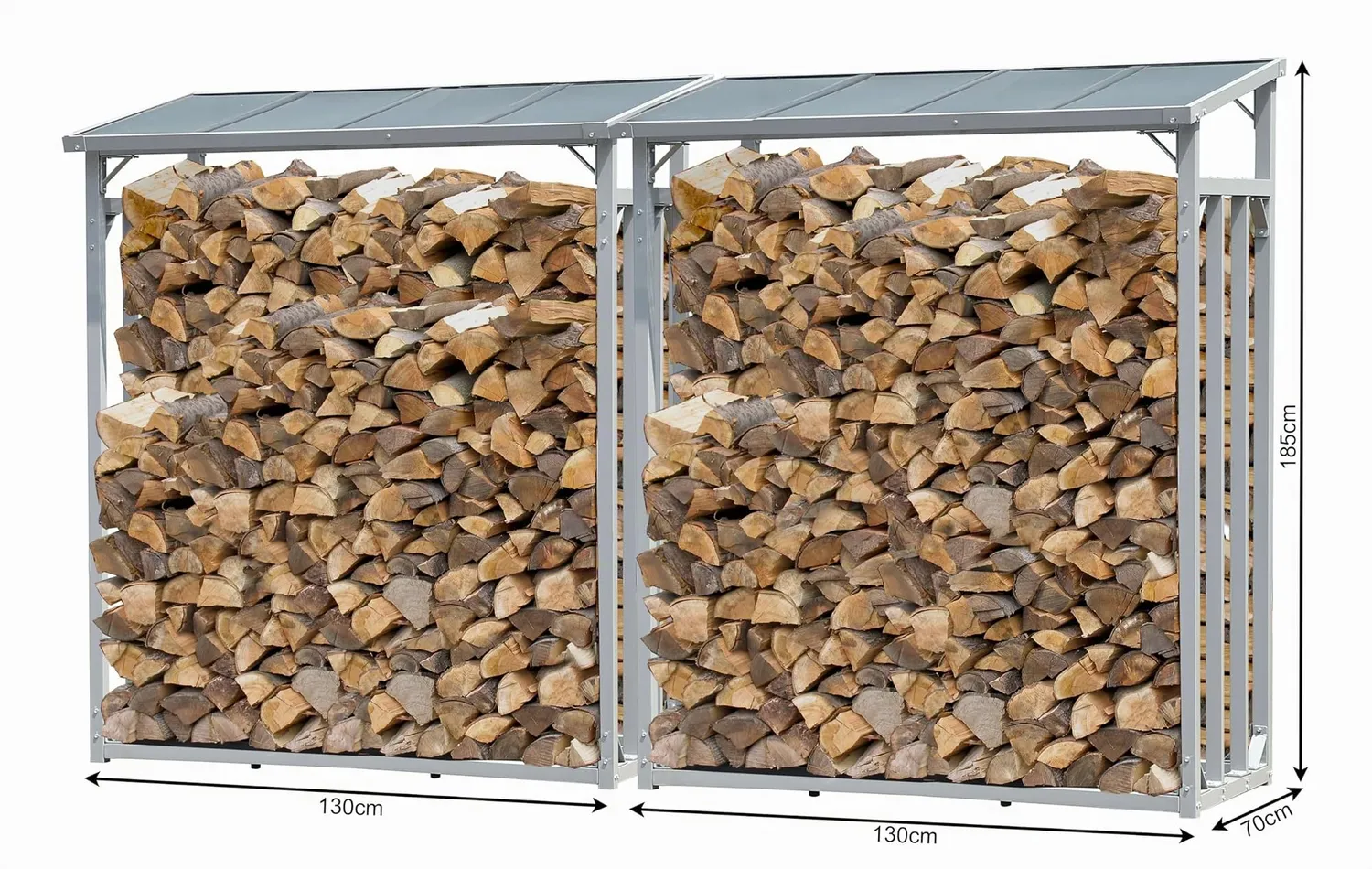 Quick Star scaffale legna alluminio 130x70x185 cm 2 pezzi con tetto