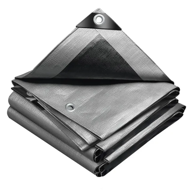 Vounot Telo Protezione PE Telone 4x6m Grigio Nero 240g