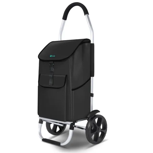 VOUNOT Carrello spesa pieghevole alluminio nero 58 L 40 kg