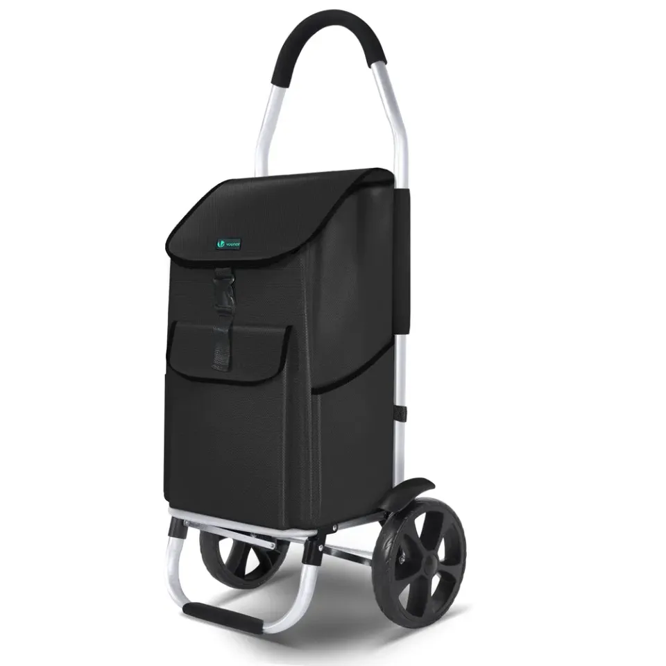 VOUNOT Carrello spesa pieghevole alluminio nero 58 L 40 kg