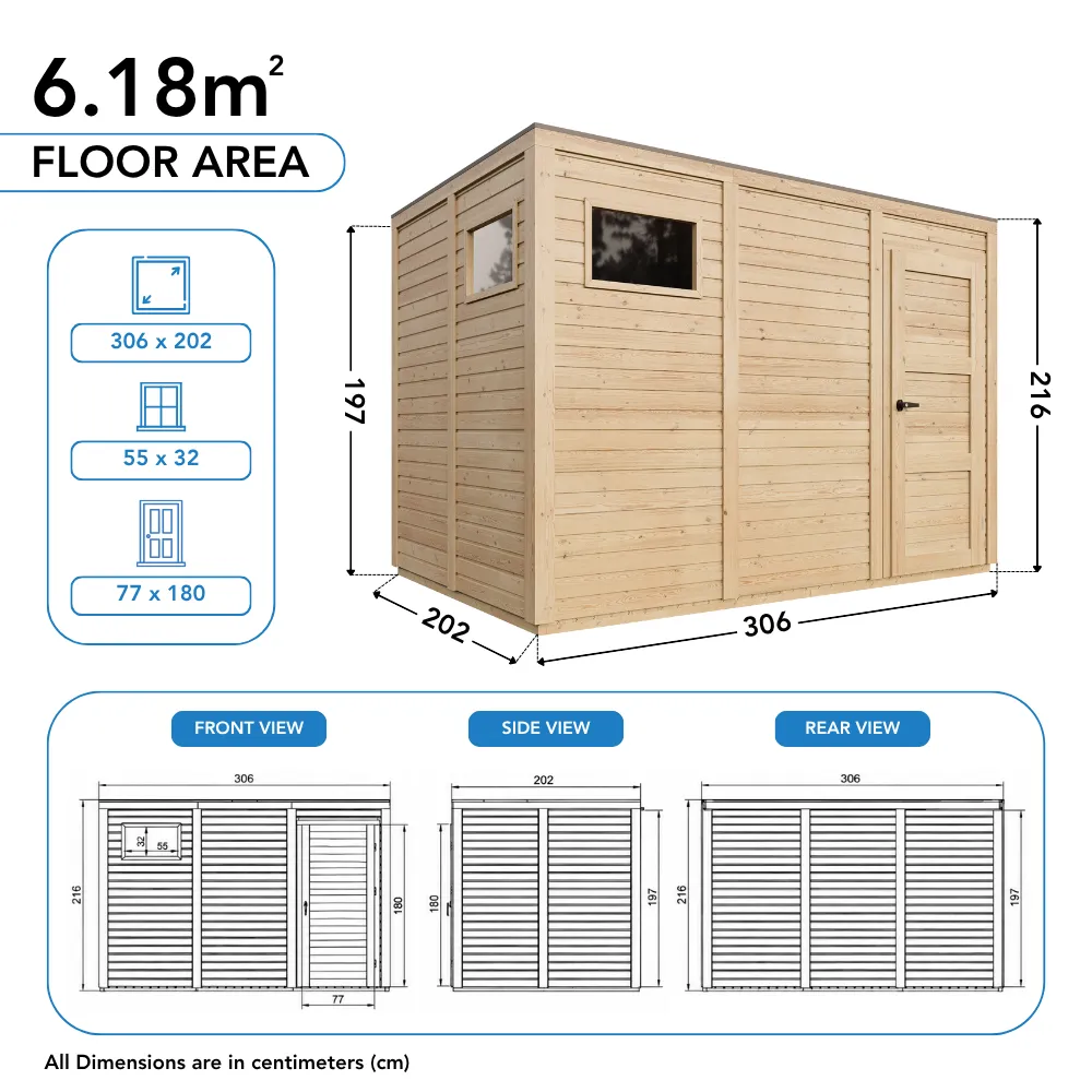 Timbela M326F2 casetta da giardino 306x202 cm 6,18 m² serratura