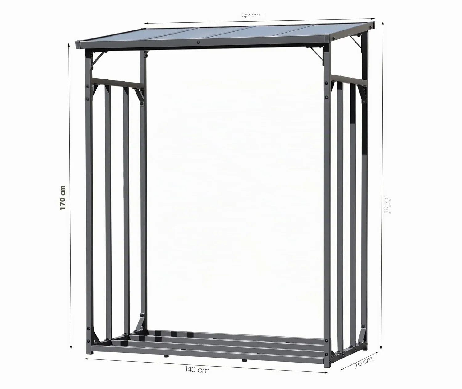 QUICK STAR Scaffale Legna 185x70x185 cm Tetto Spiovente Antracite