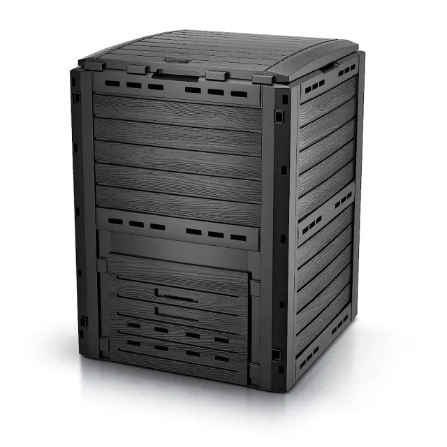 VOUNOT Compostiera Giardino 300L Effetto Legno Nera