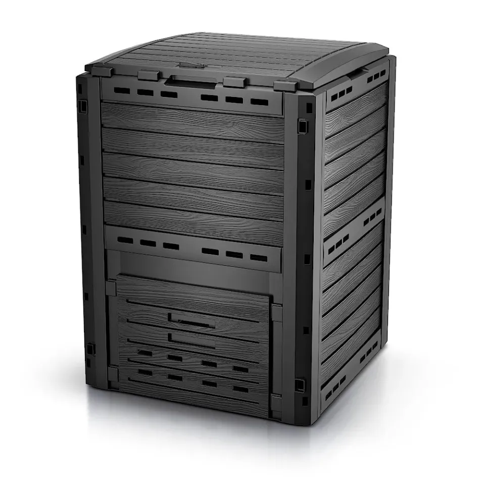 VOUNOT Compostiera Giardino 300L Effetto Legno Nera