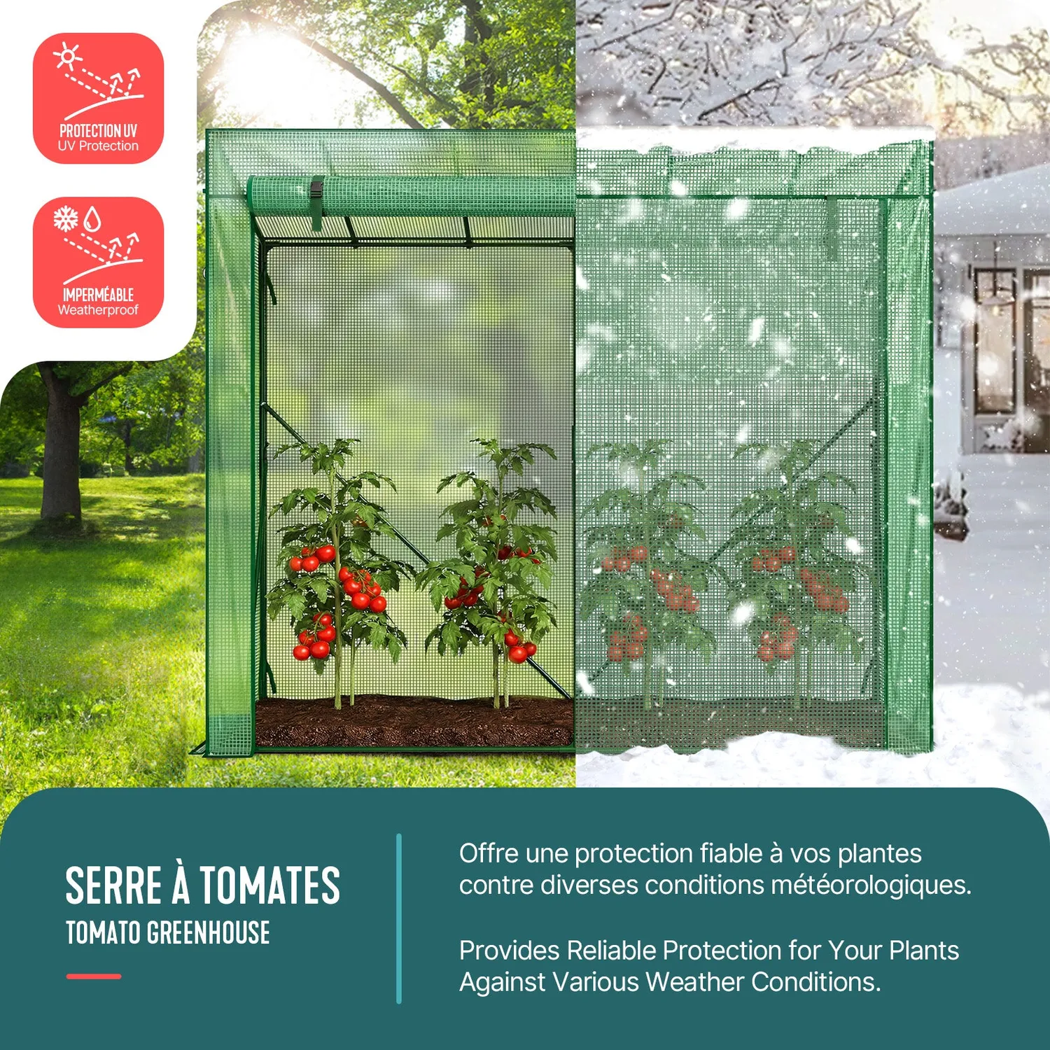 VOUNOT serra da giardino 200x77x170 cm verde con porta pomodori