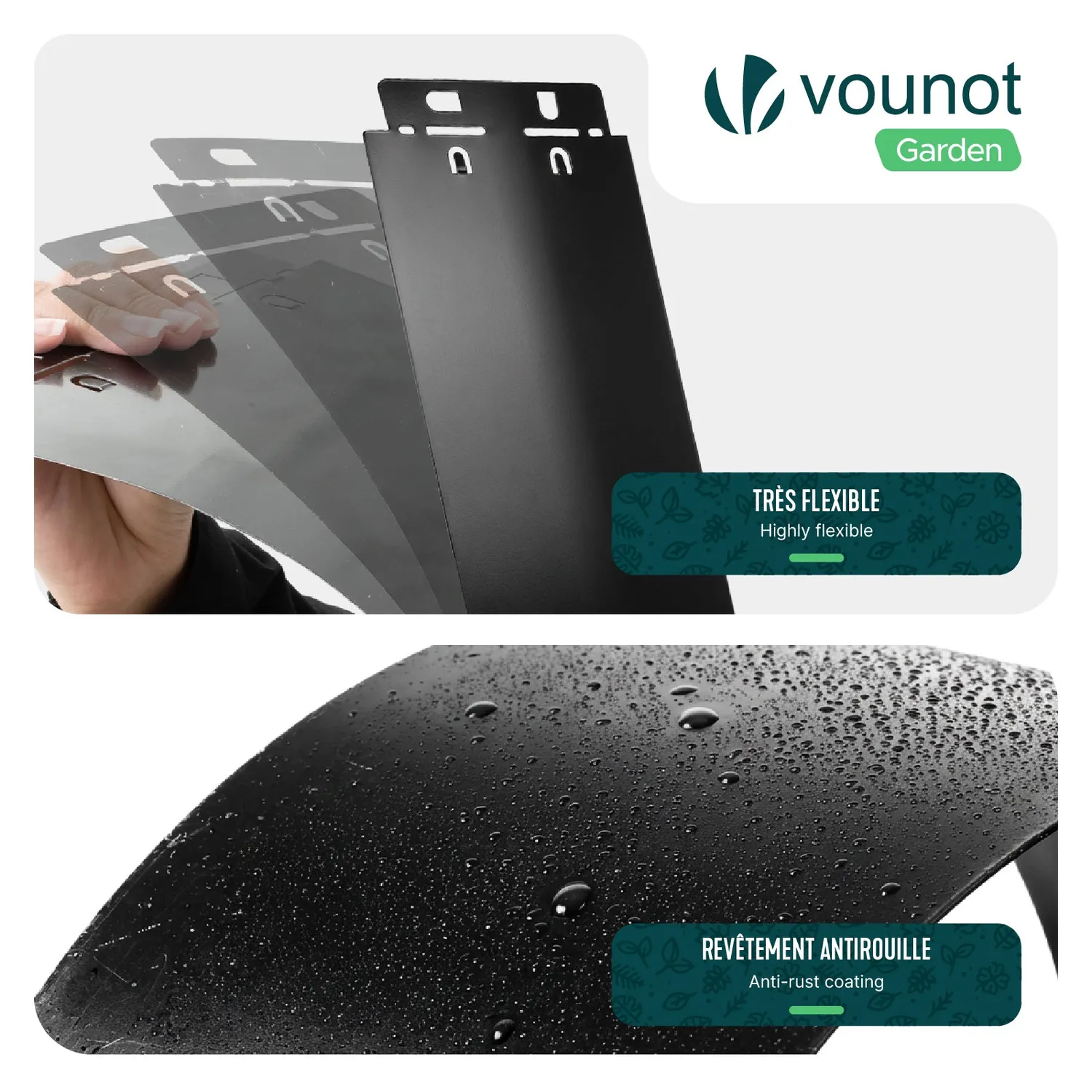 Vounot Bordura Giardino Metallo Nero 100x13 cm 20 Pezzi