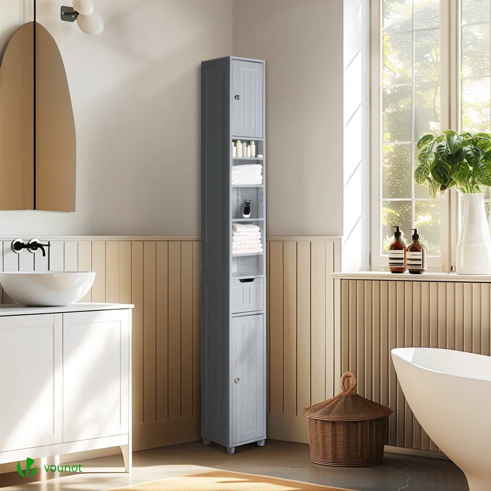 Vounot Mobile Colonna Bagno 20x20x180 cm Grigio MDF