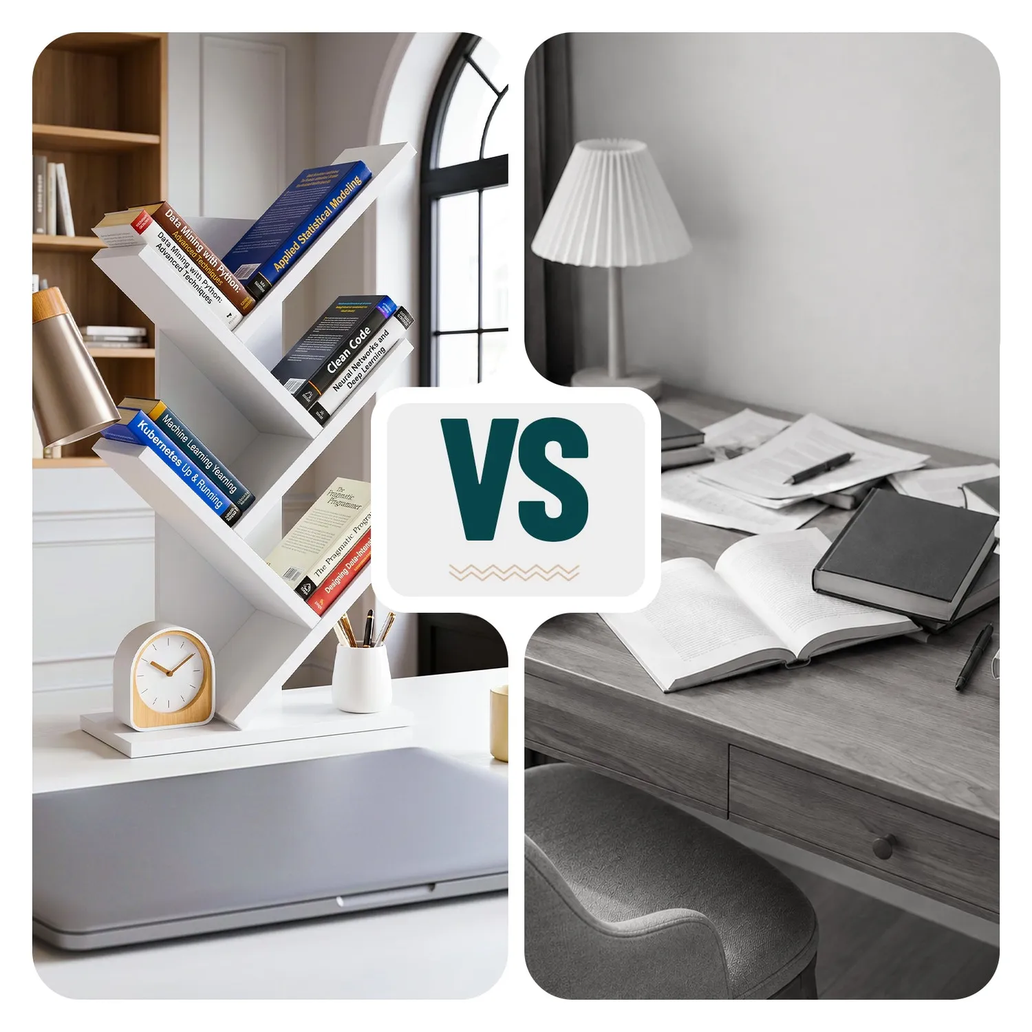 Vounot libreria albero 30x16x60 cm bianca