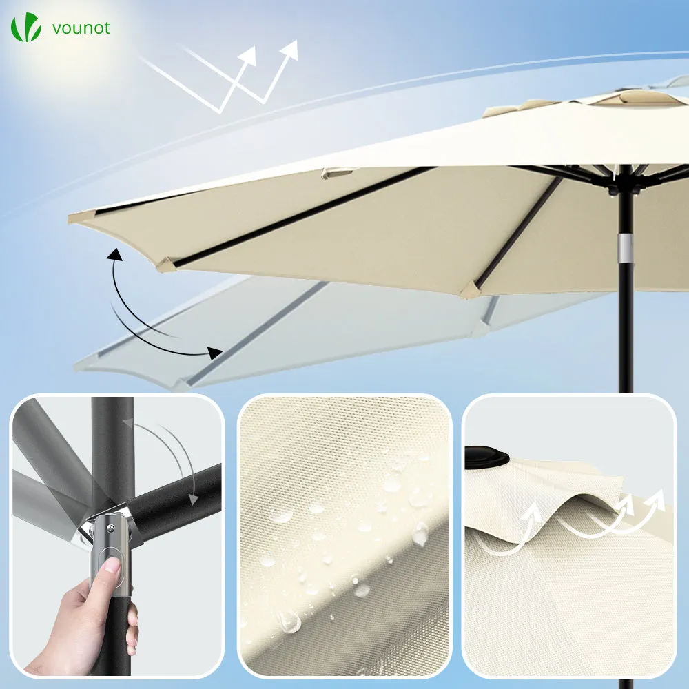 VOUNOT ombrellone inclinabile 2,7 m beige anti UV con custodia