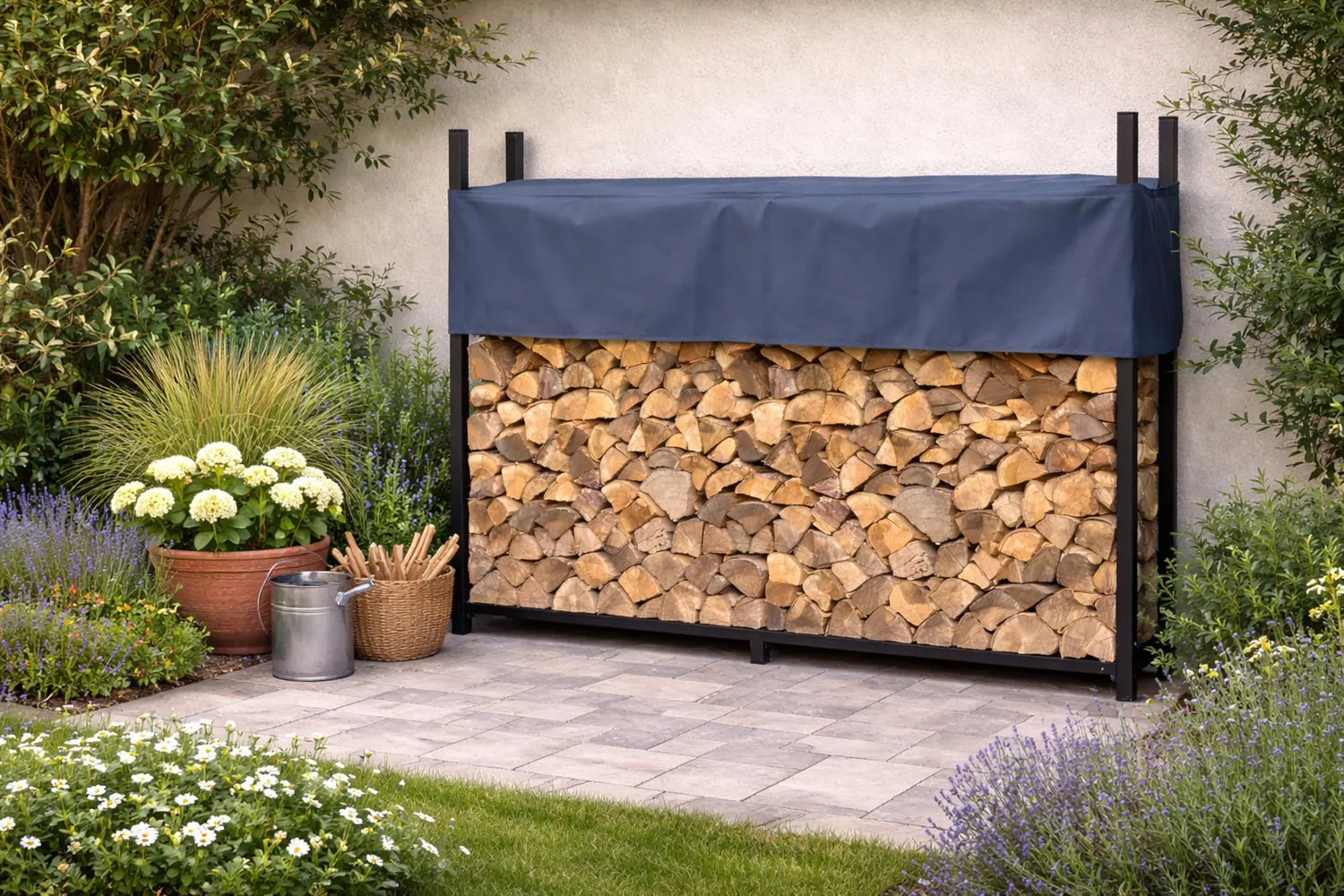 QUICK STAR 200x25x115 cm scaffale legna metallo con telo