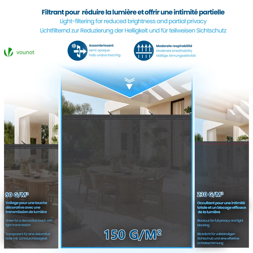 VOUNOT Frangivista 1x20m Antracite HDPE 150g